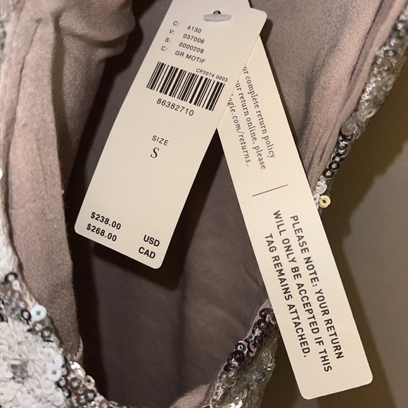 🔥🔥NWT Anthropologie Mock-Neck Floral Sequin Mini Dress - sz S/M - Picture 13 of 13